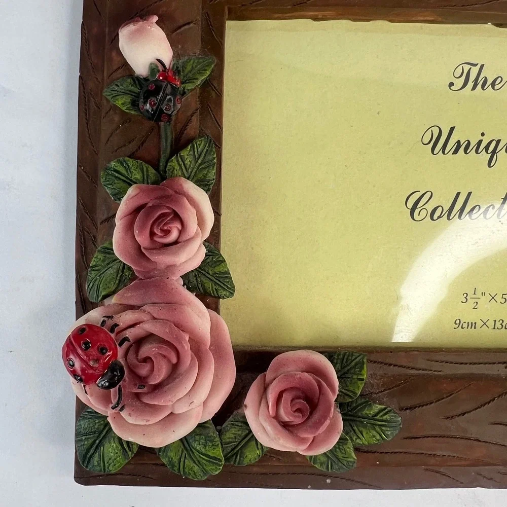 3.5x5 Bear Picture Frame Teddy Bear Rose Ladybug Butterfly Resin Cottagecore